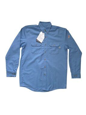 Tyndale Arc-Rated Flame-Resistant Blue Long Sleeve Button-Up Work Shirt Sz LGLN